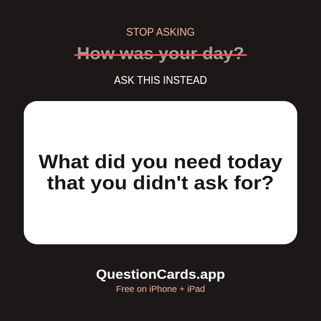 Question card asking: What did you need today that you didn't ask for?